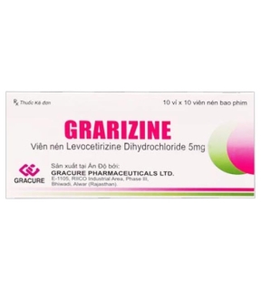 Grarizine 5mg Gracure, Hộp 10 vỉ x 10 viên