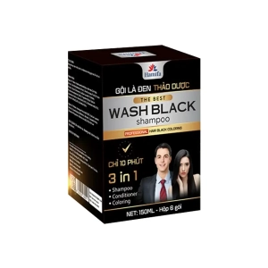 Gội Là Đen Wash Black Shampoo 3 IN 1 Hamifa, 6 gói x 25ml