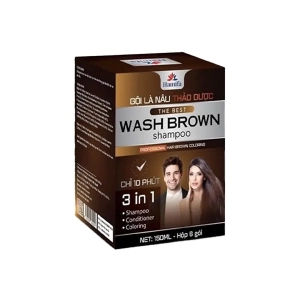 Gội Là Nâu Wash Black Shampoo 3 IN 1 Hamifa, 6 gói x 25ml 